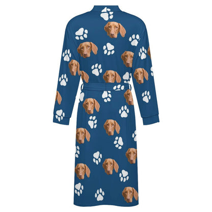 Custom Pet Face Paws Adult Robe (Unisex)-17