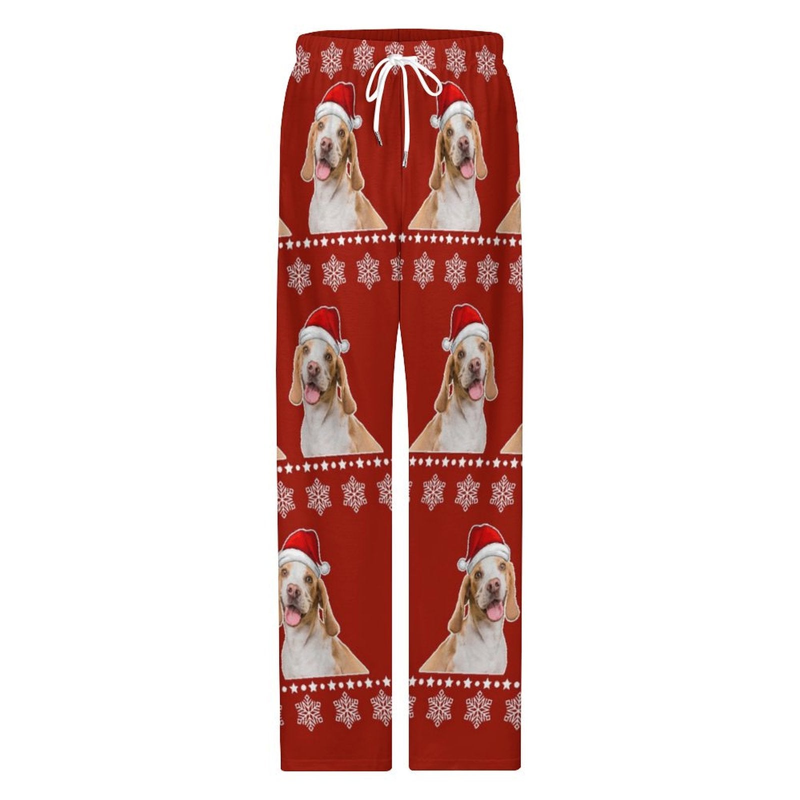 Custom Pet Snow and Stars Pajama Pants-Front1-WEPRINTME