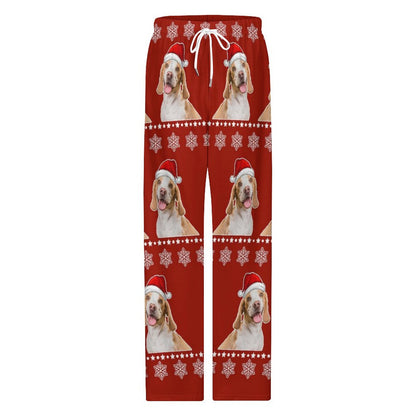 Custom Pet Snow and Stars Pajama Pants-Front1-WEPRINTME