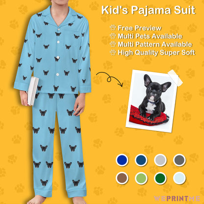 Custom Pet Face Paws V Neck Pajama Set for Kids-Main3-WEPRINTME
