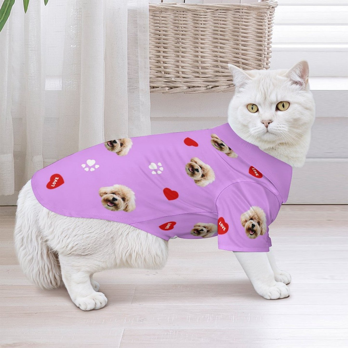 Custom Face Pet Shirt Heart Paws Pet Costume