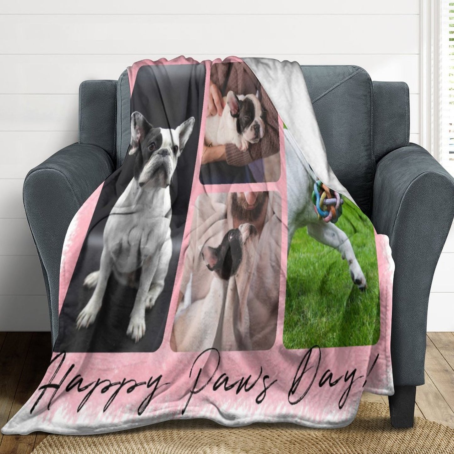 Custom Pet Photos Happy Paws Day Fleece Blanket