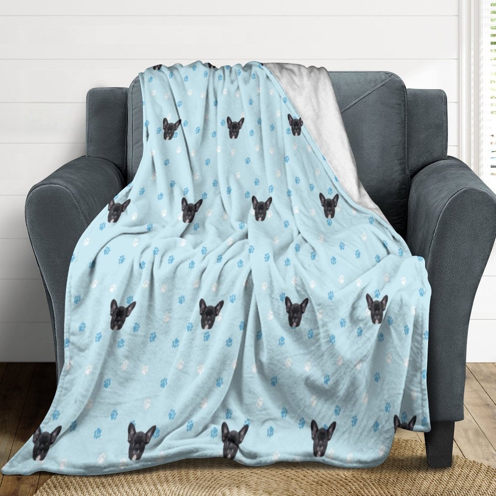 Custom Pet Face Paws and Pets Fleece Blanket-WEPRINTME-5