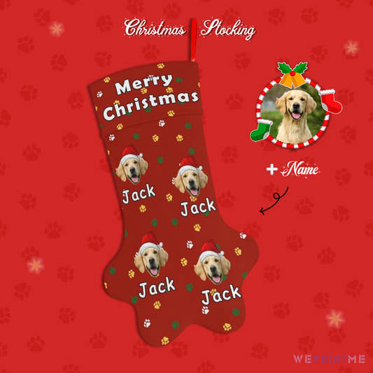 Personalized Pet Face and Name Merry Christmas Stockings-WePrintMe-1