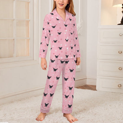 Custom Pet Face Paws V Neck Pajama Set for Kids-Model-WEPRINTME