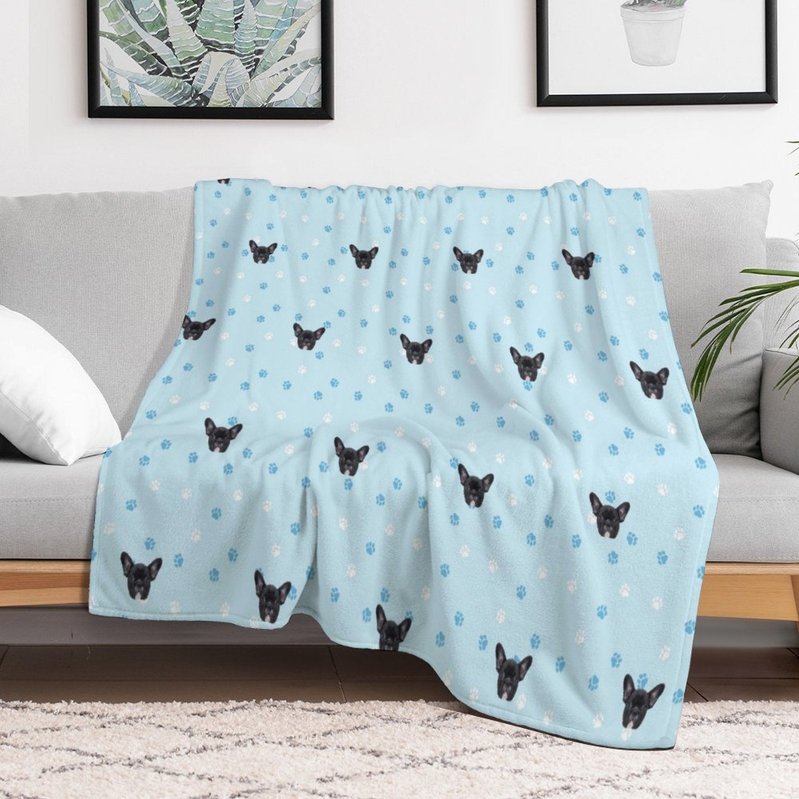 Custom Pet Face Paws and Pets Fleece Blanket-WEPRINTME-4