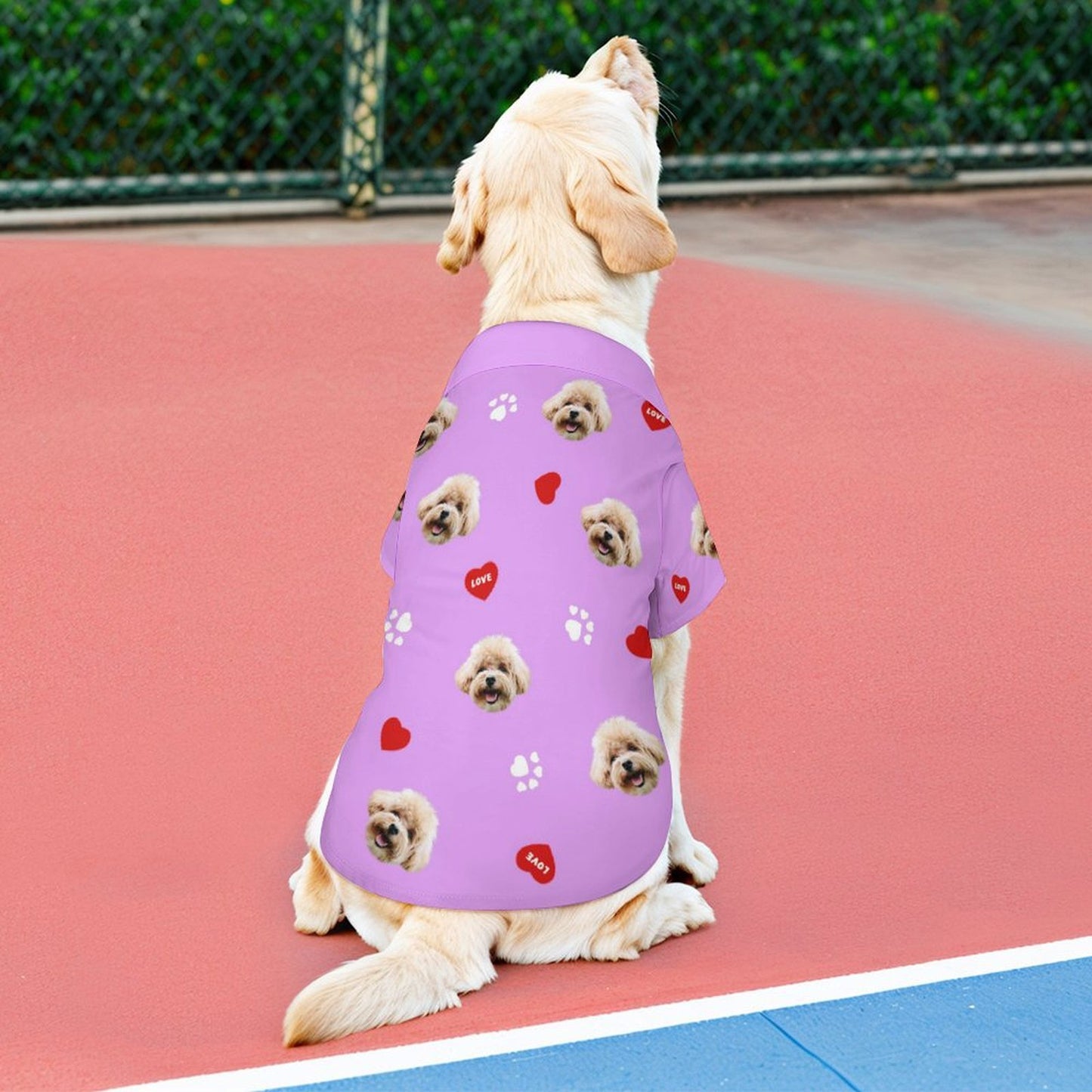 Custom Face Pet Shirt Heart Paws Pet Costume