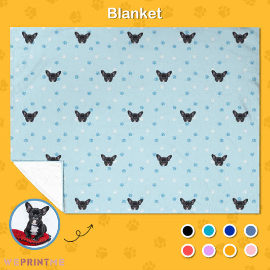 Custom Pet Face Paws and Pets Fleece Blanket-WePrintMe-1