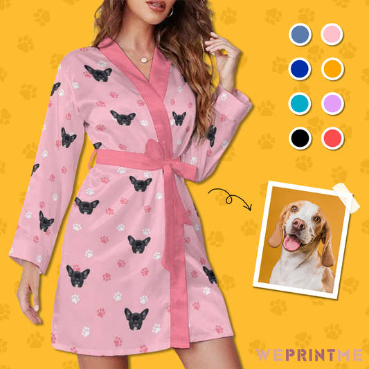 Custom Pet Face Paws and Pets Women's Robe-WePrintMe-1