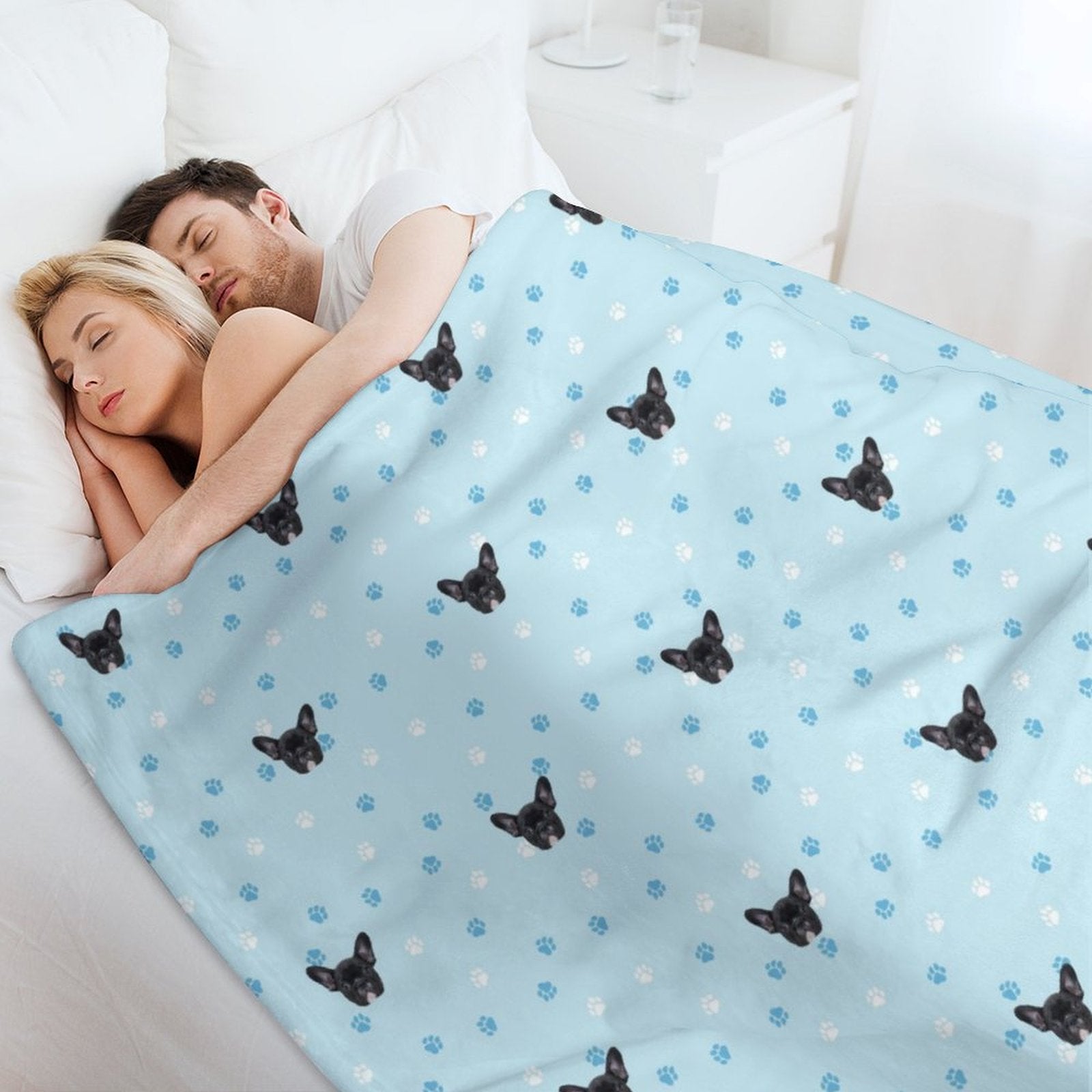 Custom Pet Face Paws and Pets Fleece Blanket-WEPRINTME-3