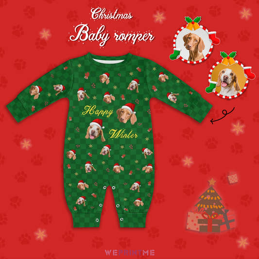 Custom Pet Face Happy Winter Baby Onesie-Main-WePrintMe