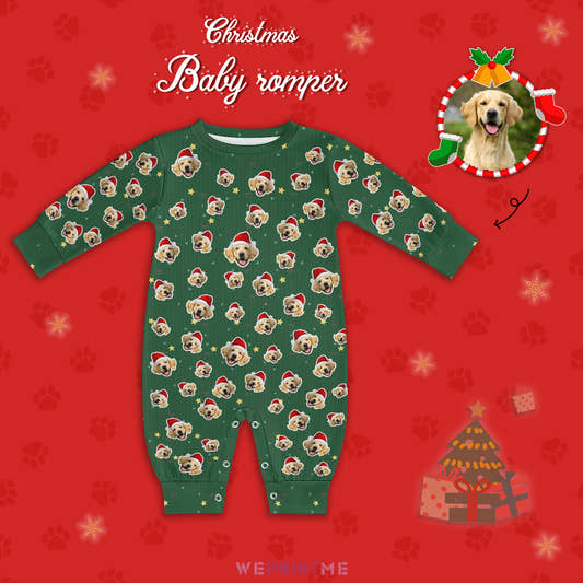 Custom Pet Face Everywhere Santa Pet Baby Onesie-1 Main-WePrintMe