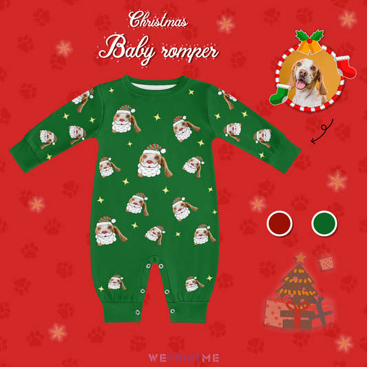 Custom Pet Face Santa Dog Baby Onesie-Main-WePrintMe