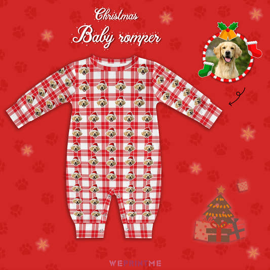 Custom Pet Face Plaid Pet Baby Onesie-1 Main-WePrintMe