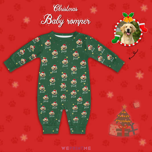 Custom Pet Face and Name Christmas Baby Onesie-1 Main-WePrintMe