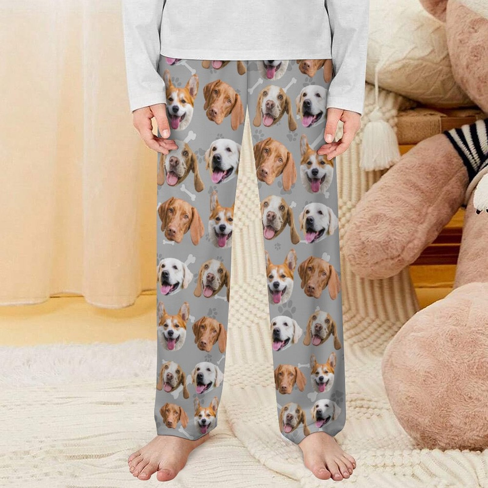 Custom Pet Kids Pants Paws Pajama Pants-Model-WEPRINTME