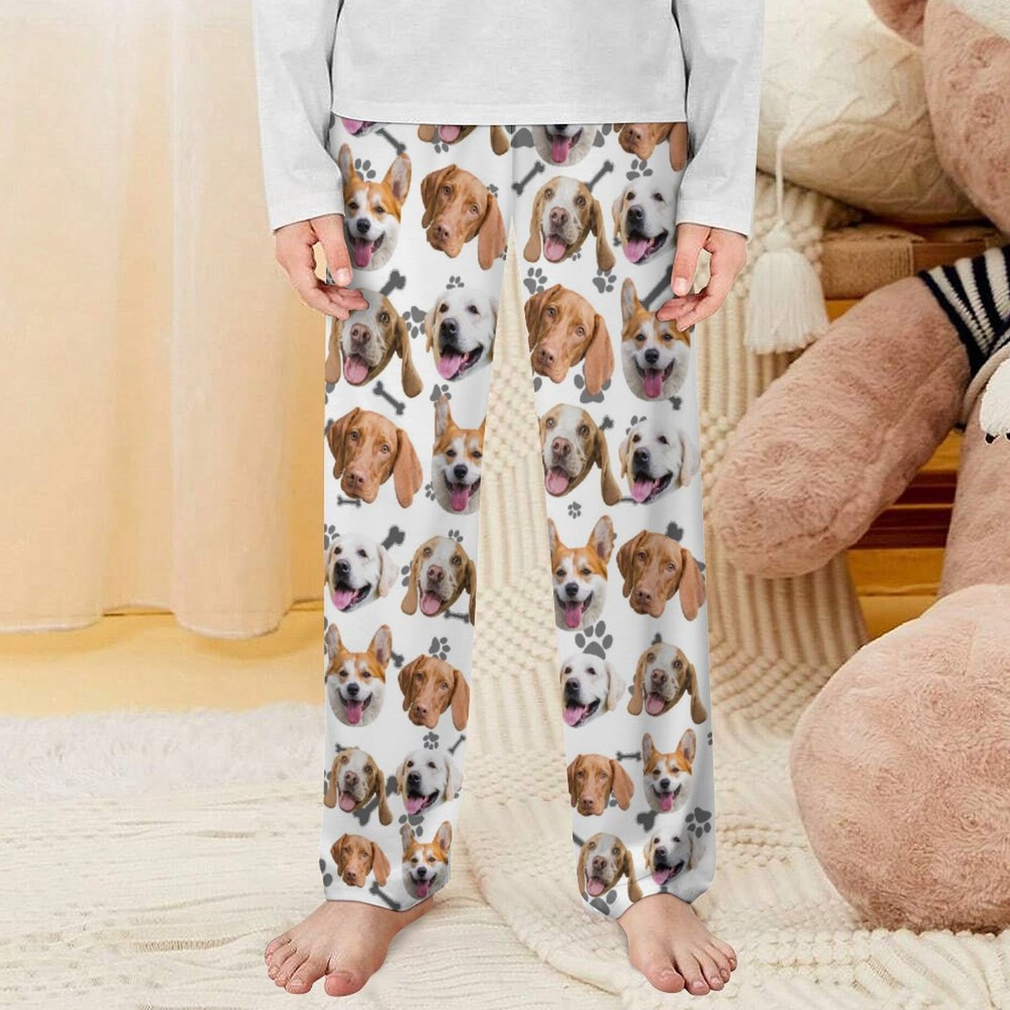 Custom Pet Kids Pants Paws Pajama Pants-Dog1-WEPRINTME