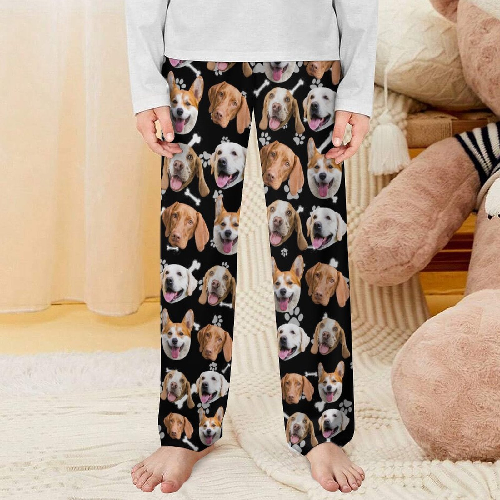 Custom Pet Kids Pants Paws Pajama Pants-Dog2-WEPRINTME