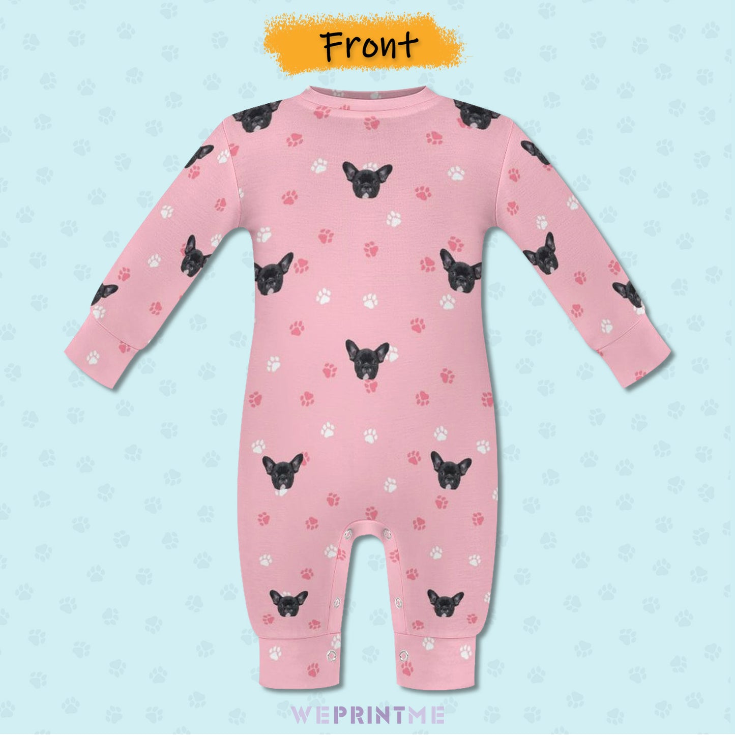 Custom Pet Face Pets Paws Baby Romper-WEPRINTME-3