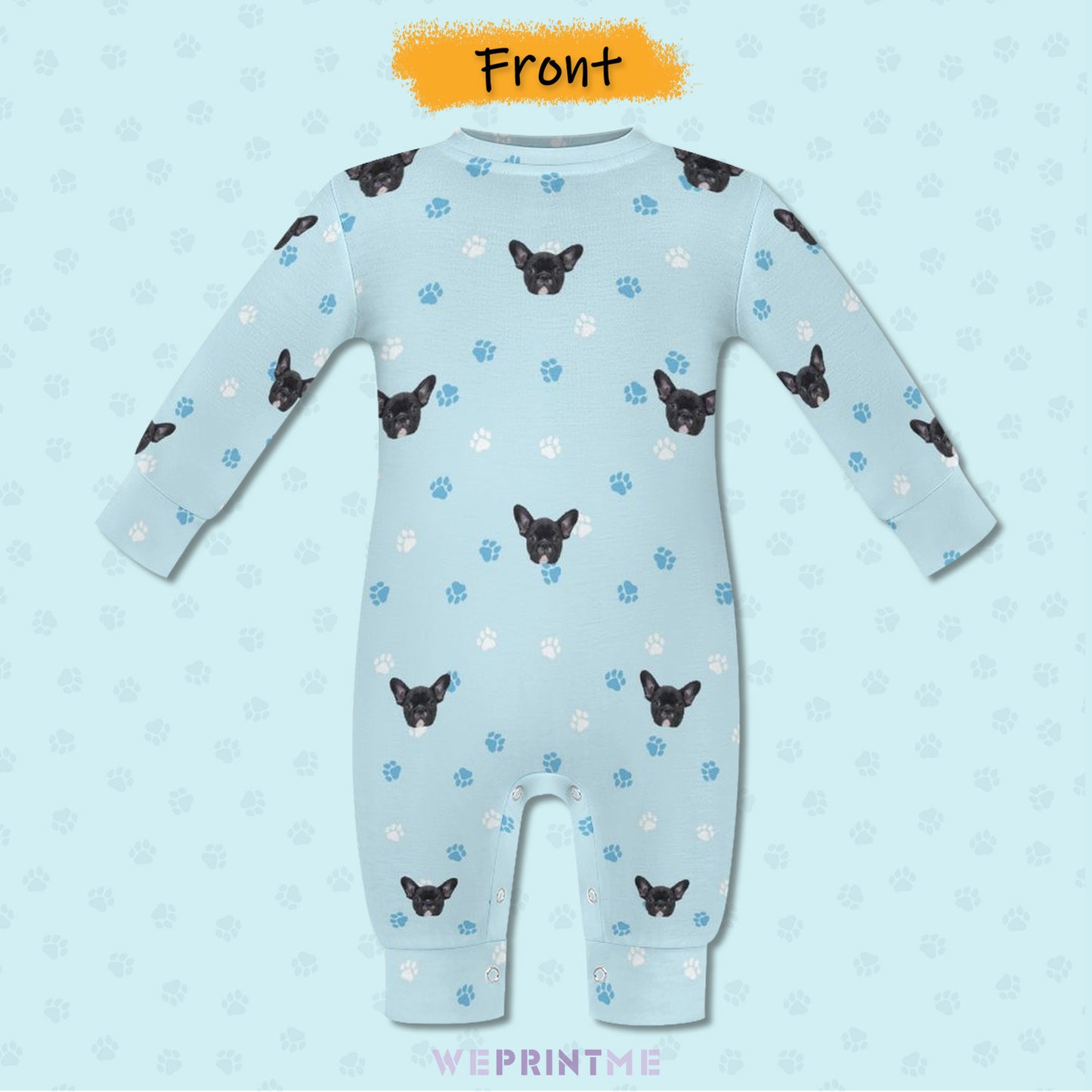 Custom Pet Face Pets Paws Baby Romper-WEPRINTME-8