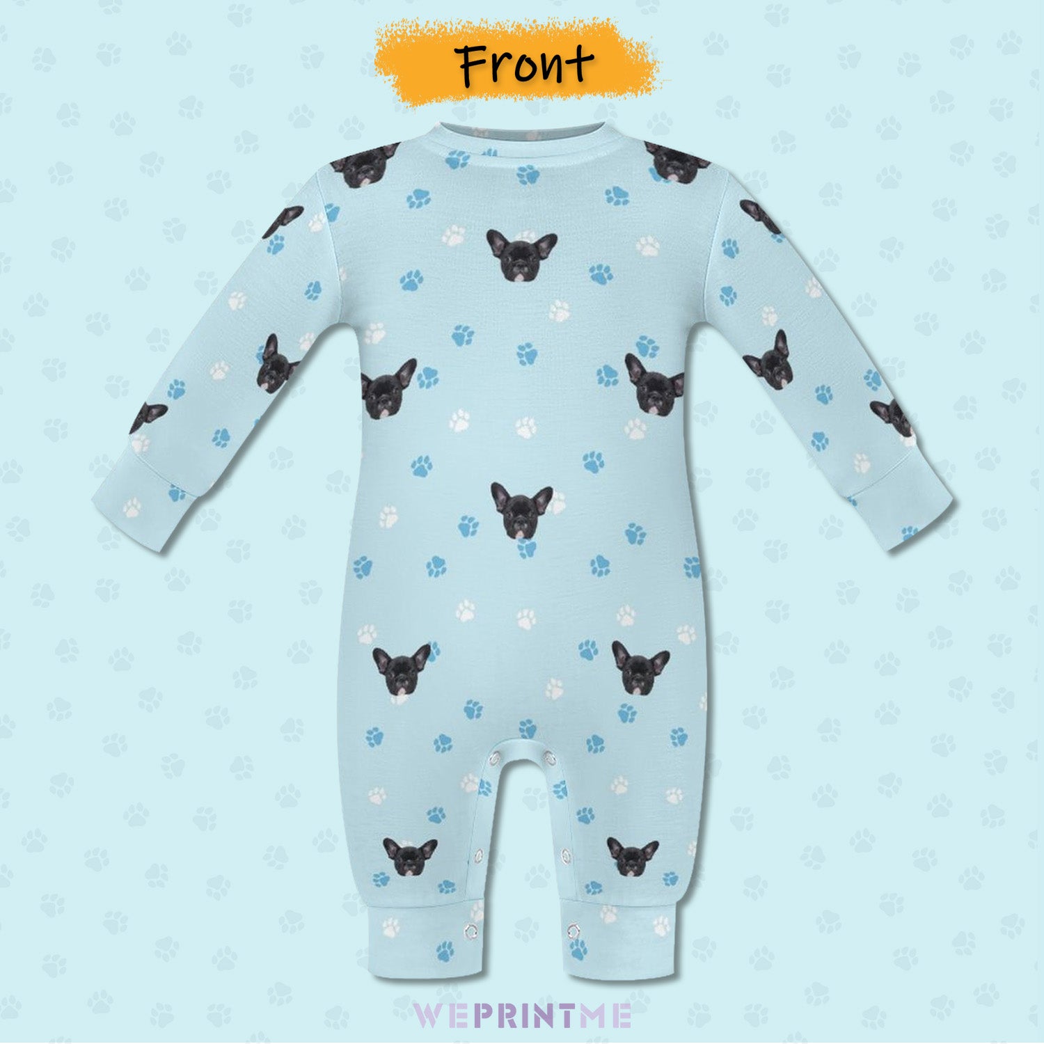 Custom Pet Face Pets Paws Baby Romper-WEPRINTME-8