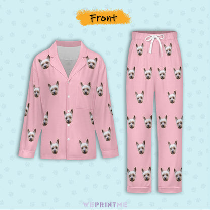 Custom Pet Face Paws V Neck Pajama Set for Women-15-WEPRINTME