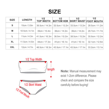 Custom Face Bandeau Bikini-WEPRINTME-Size Chart