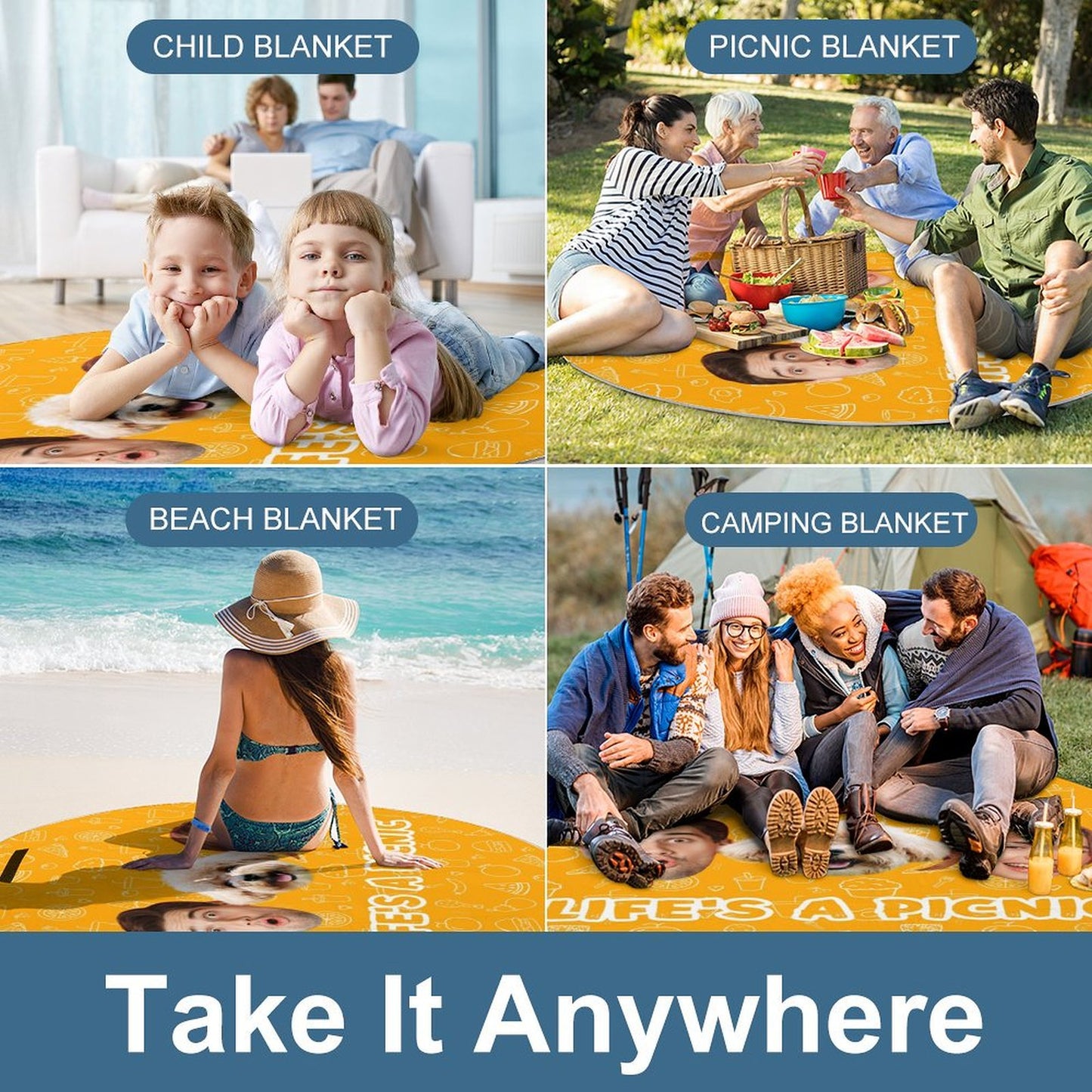 Custom Face Circle Picnic Mat-WEPRINTME-10