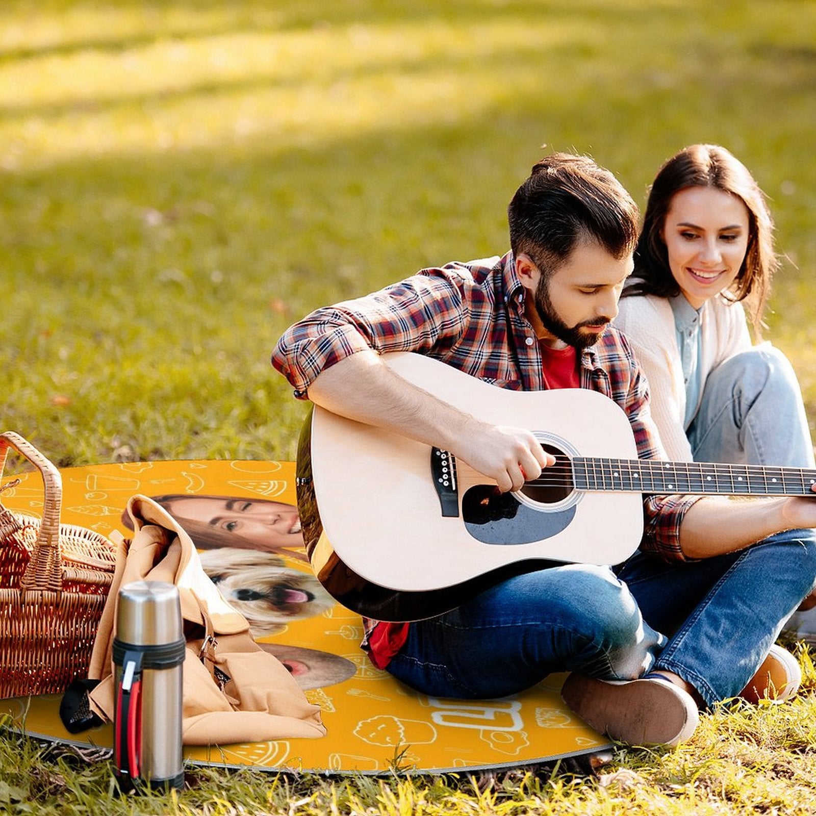 Custom Face Circle Picnic Mat-WEPRINTME-11