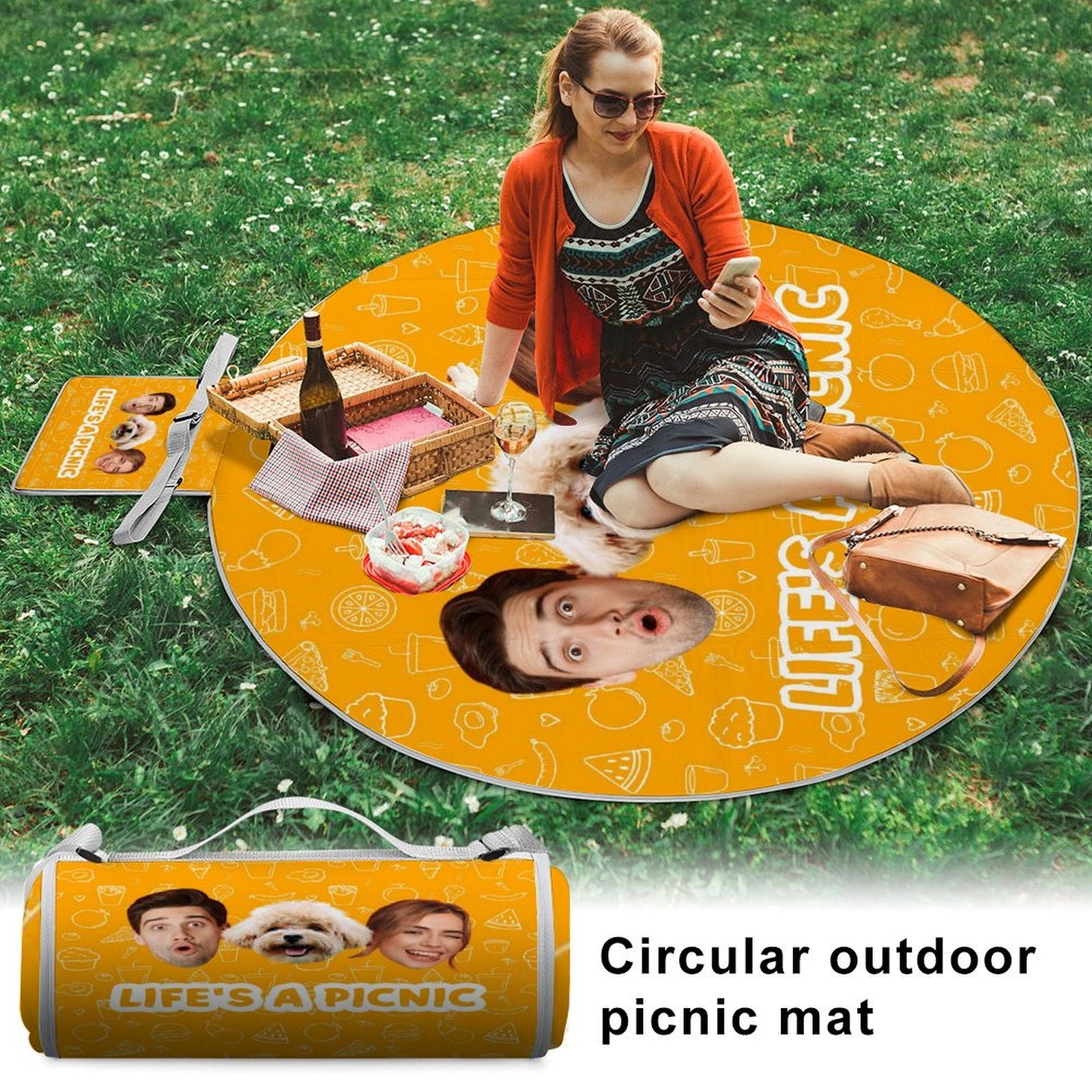 Custom Face Circle Picnic Mat-WEPRINTME-2