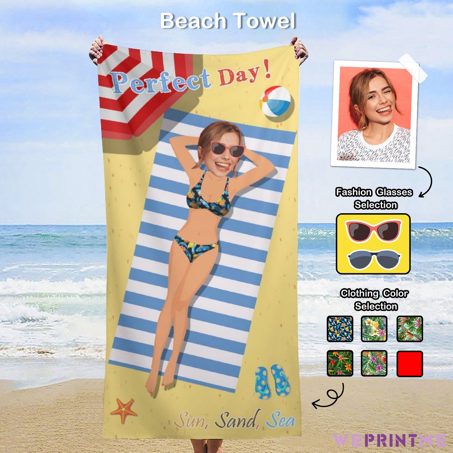 Custom Face Enjoy Summer Beach Towel-WEPRINTME-1