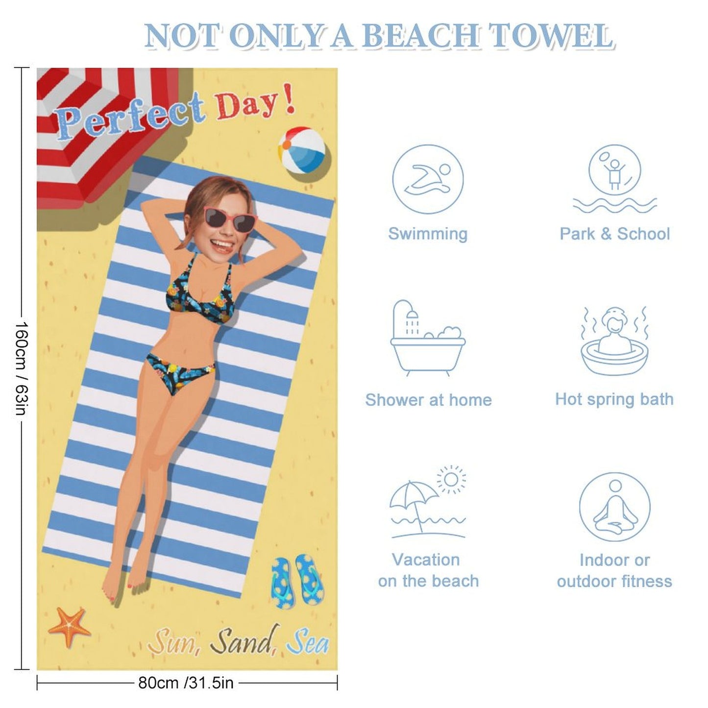 Custom Face Enjoy Summer Beach Towel-WEPRINTME-3