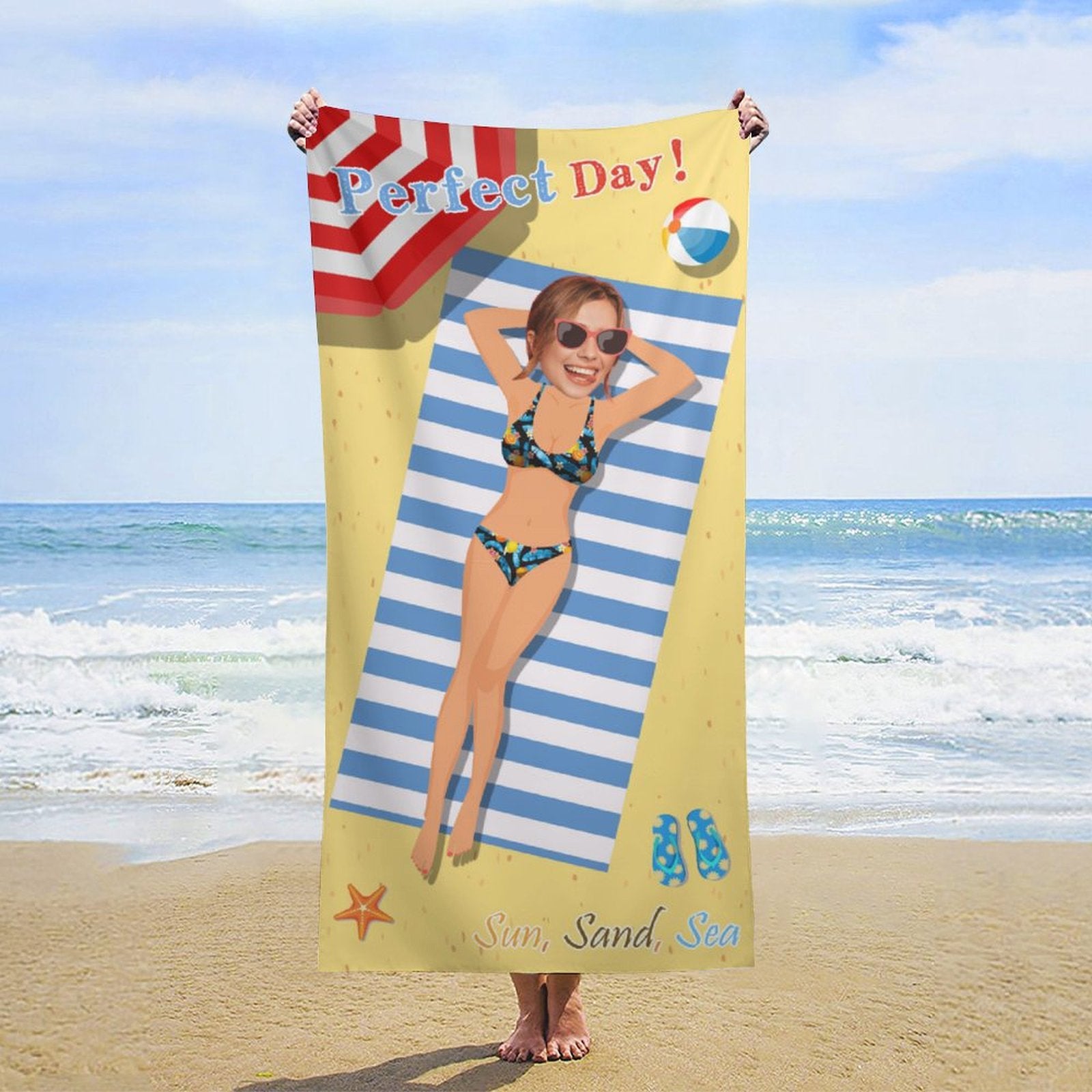 Custom Face Enjoy Summer Beach Towel-WEPRINTME-8