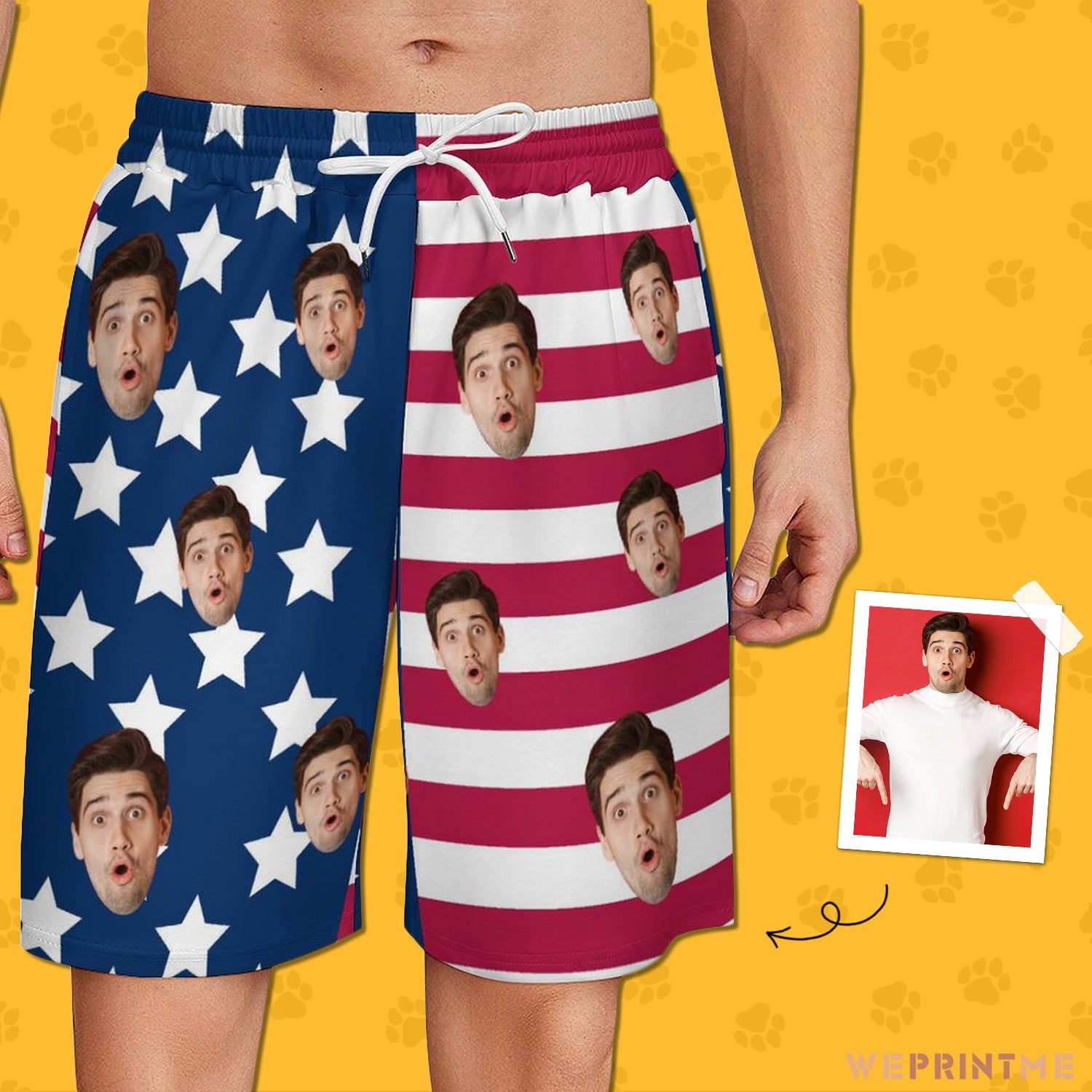 Custom Face Flag Men's Short Sweatpants-WEPRINTME-1