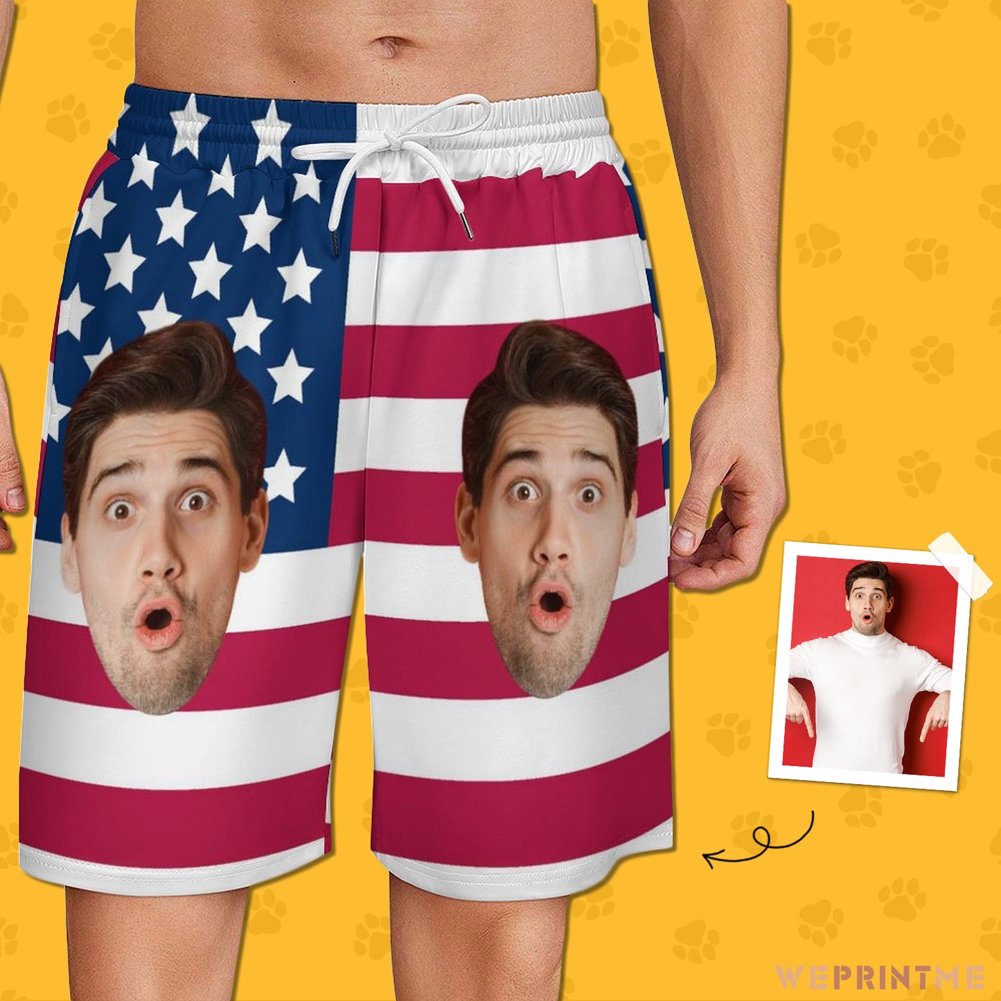 Custom Face Flag Men's Short Sweatpants-WEPRINTME-2