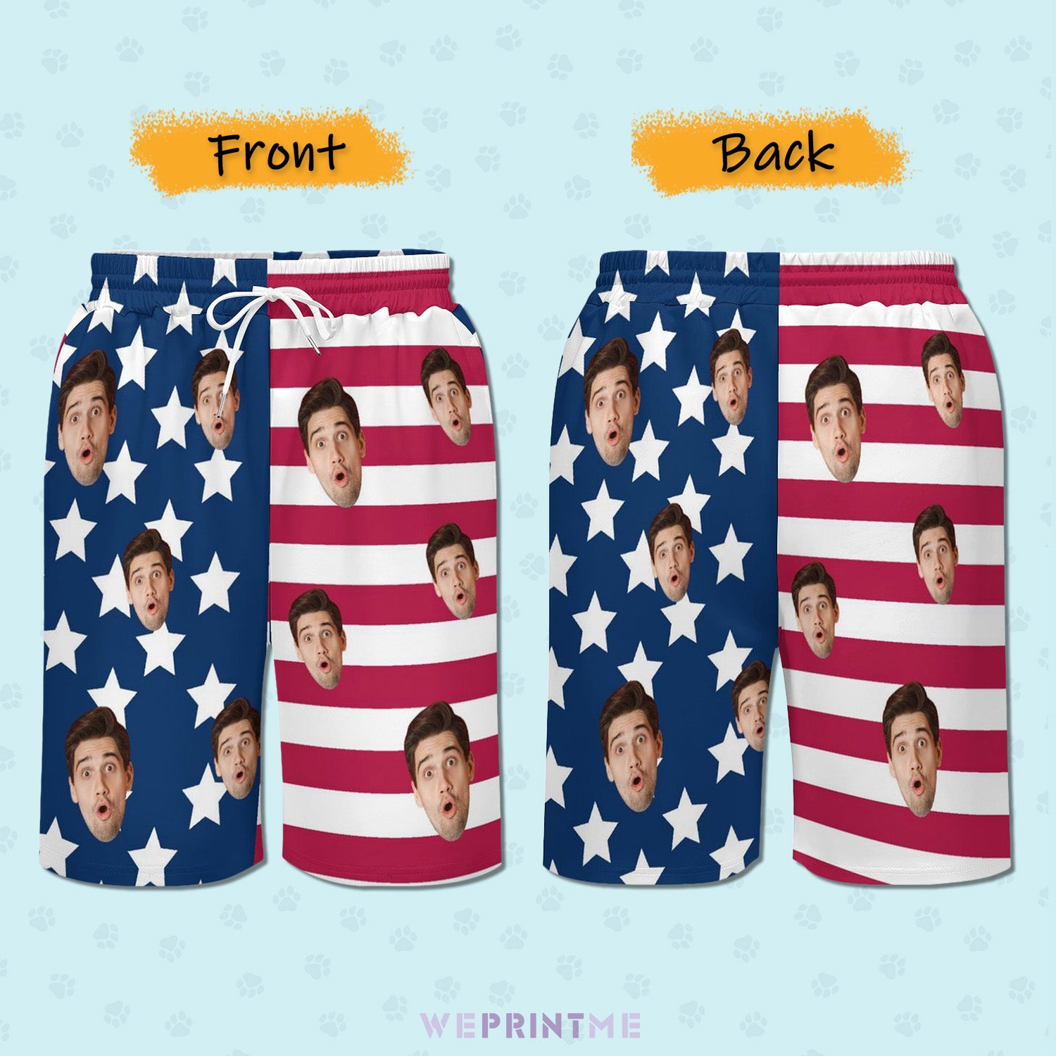 Custom Face Flag Men's Short Sweatpants-WEPRINTME-4