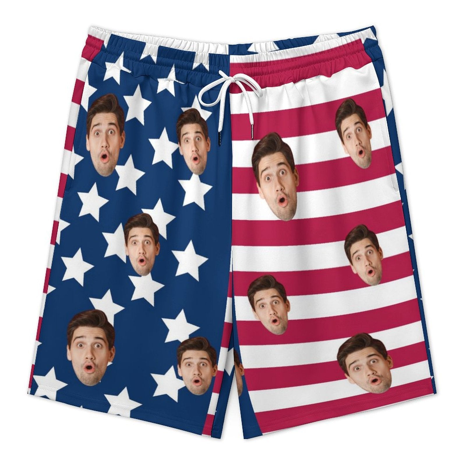 Custom Face Flag Men's Short Sweatpants-WEPRINTME-5