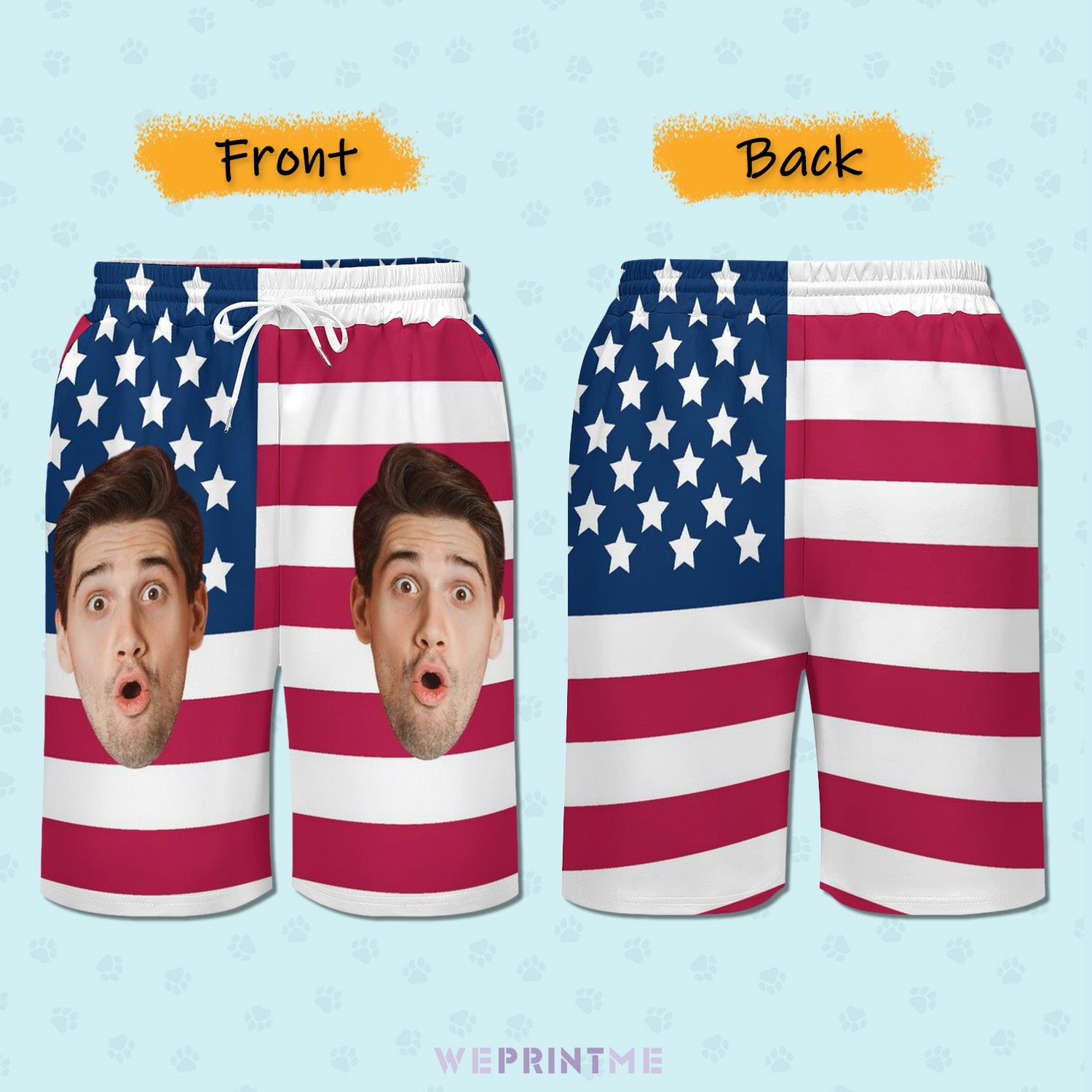 Custom Face Flag Men's Short Sweatpants-WEPRINTME-7