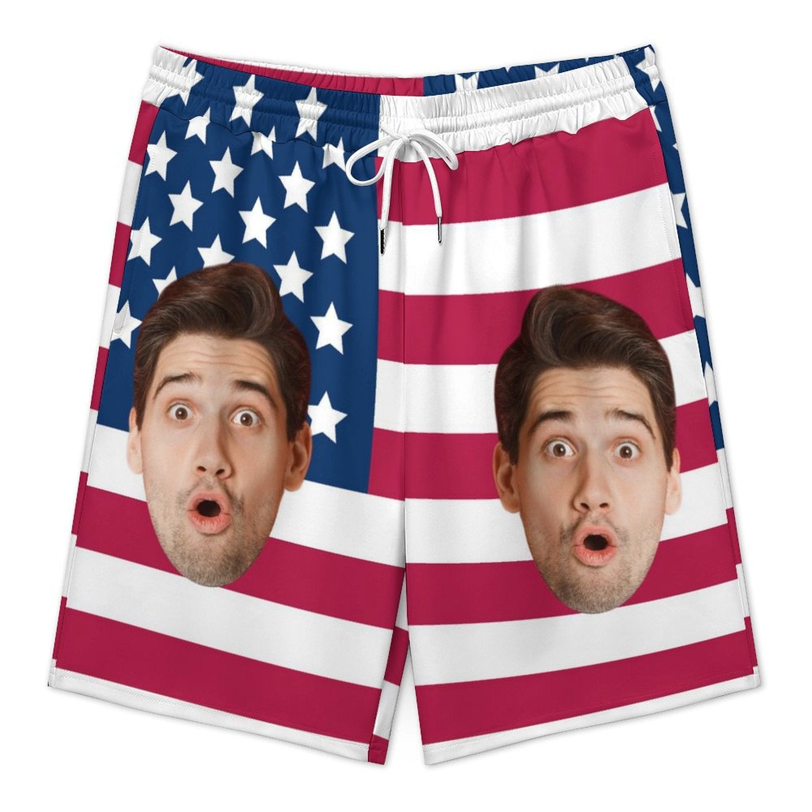 Custom Face Flag Men's Short Sweatpants-WEPRINTME-8