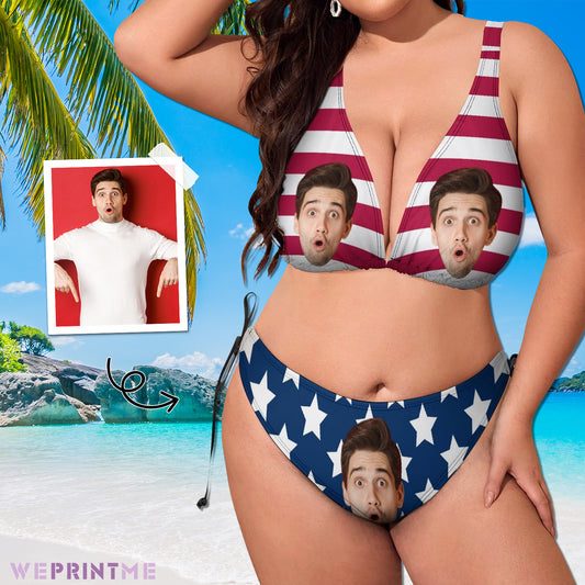 Custom Face Flag Plus Size Swimwear-WEPRINTME-1