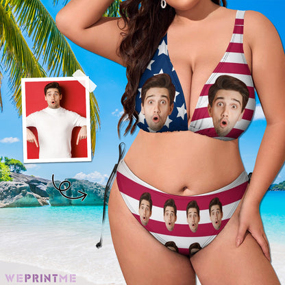Custom Face Flag Plus Size Swimwear-WEPRINTME-2