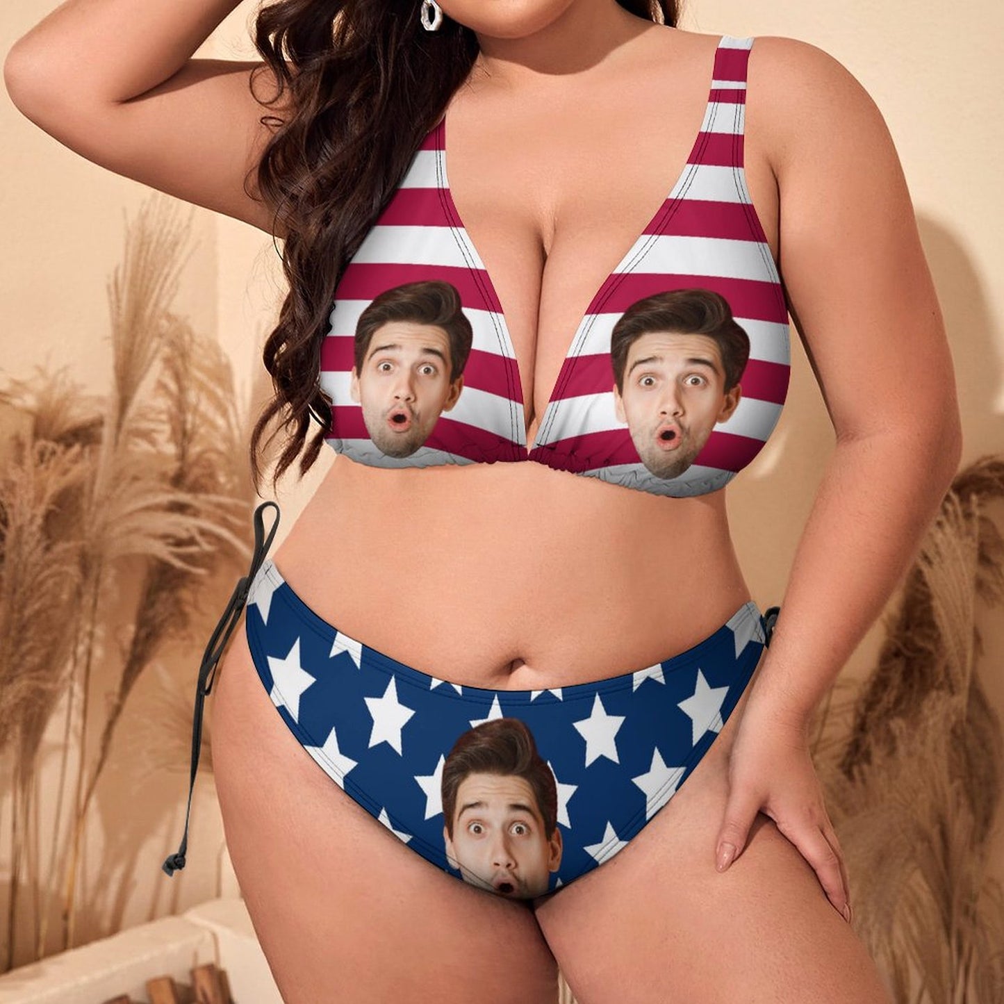 Custom Face Flag Plus Size Swimwear-WEPRINTME-3
