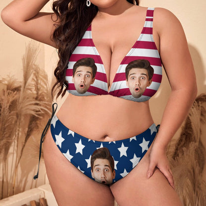 Custom Face Flag Plus Size Swimwear-WEPRINTME-3