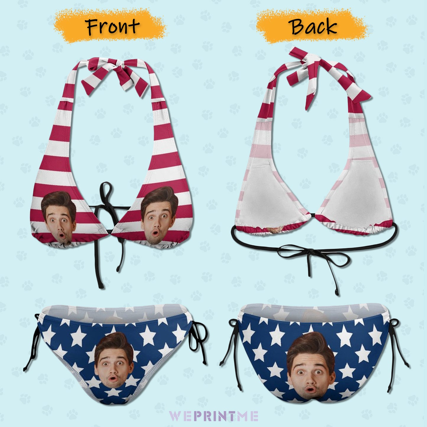Custom Face Flag Plus Size Swimwear-WEPRINTME-4