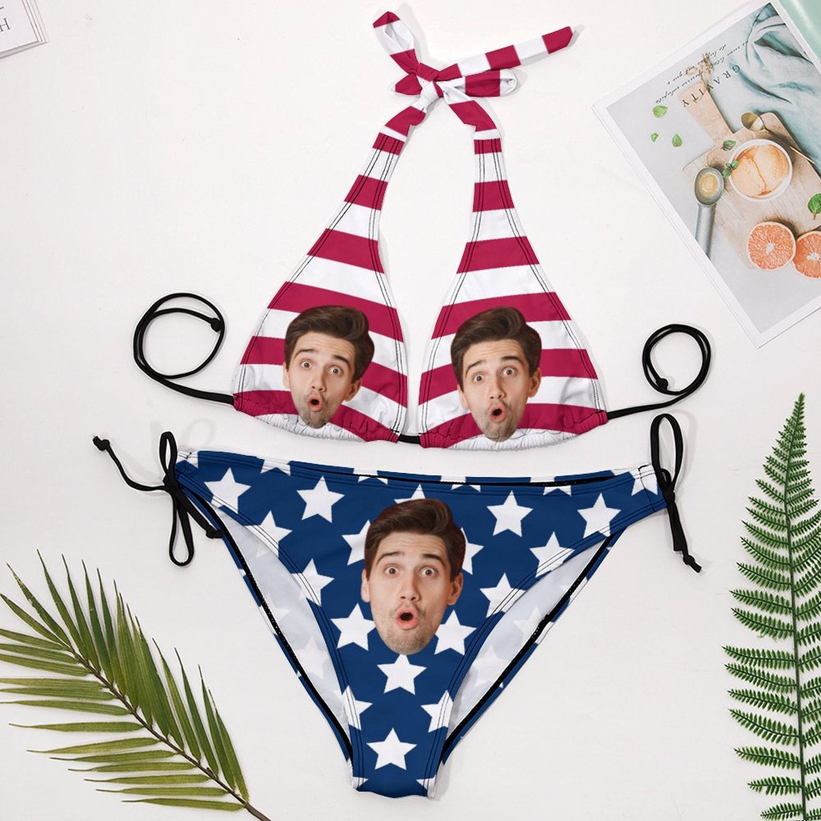 Custom Face Flag Plus Size Swimwear-WEPRINTME-5