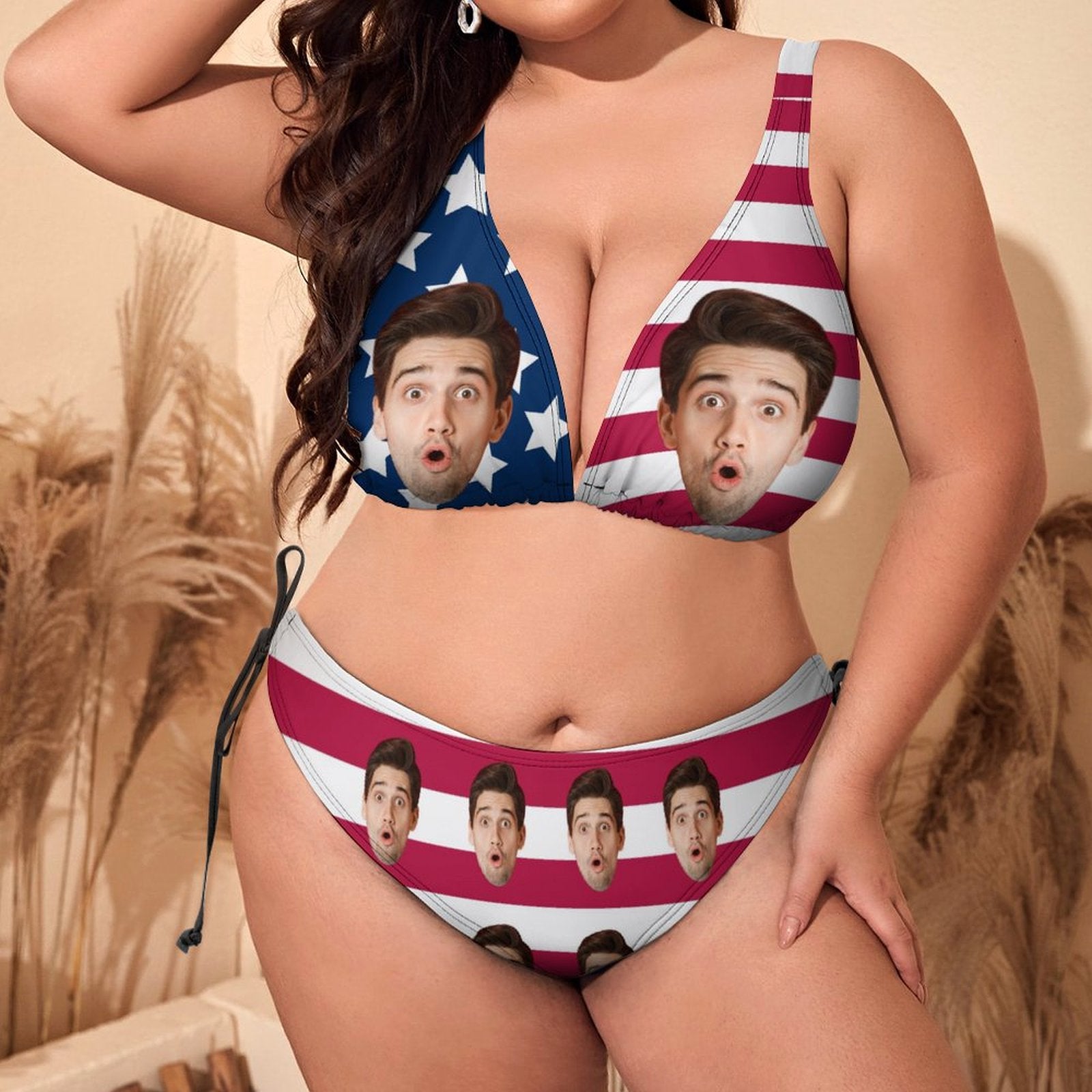 Custom Face Flag Plus Size Swimwear-WEPRINTME-6