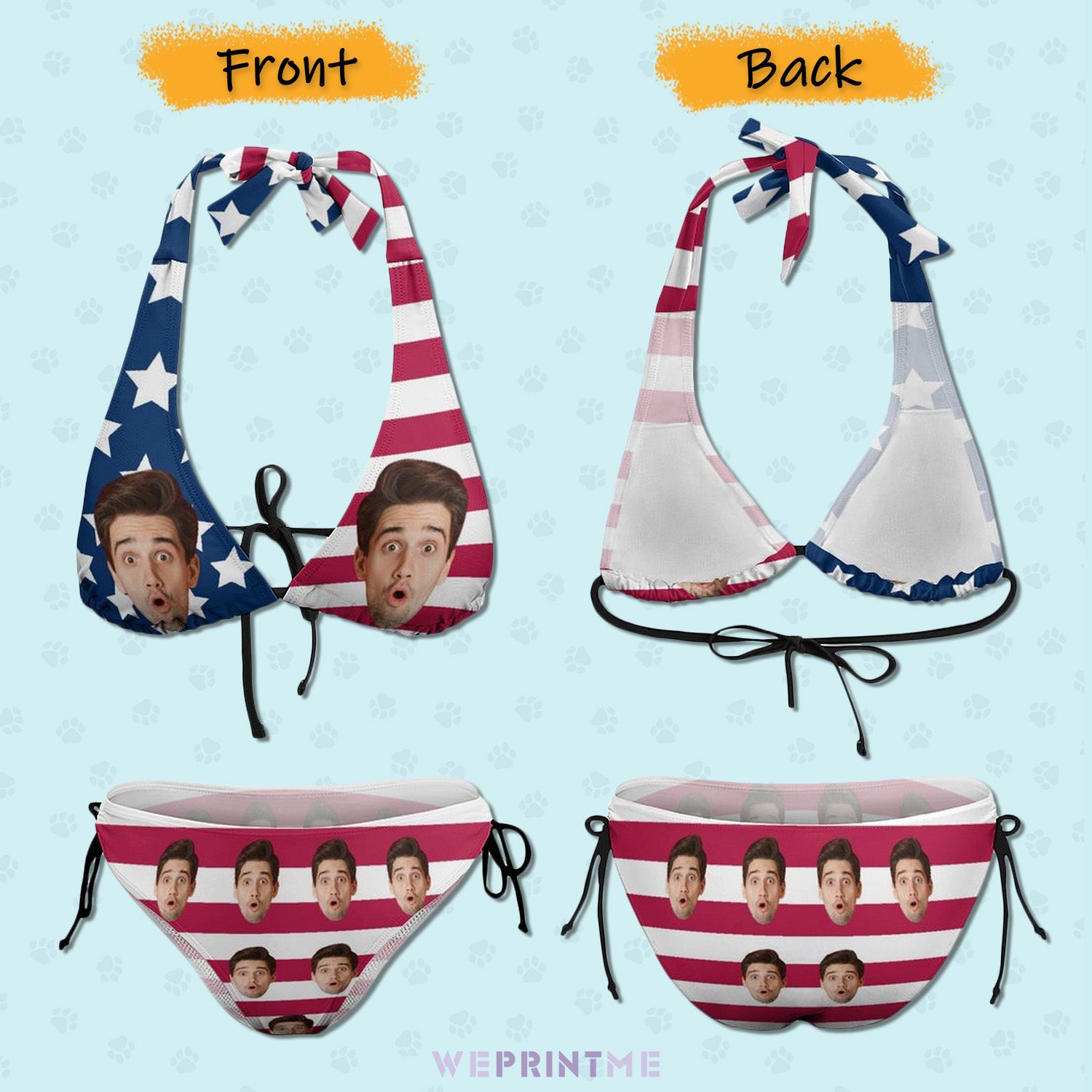 Custom Face Flag Plus Size Swimwear-WEPRINTME-7