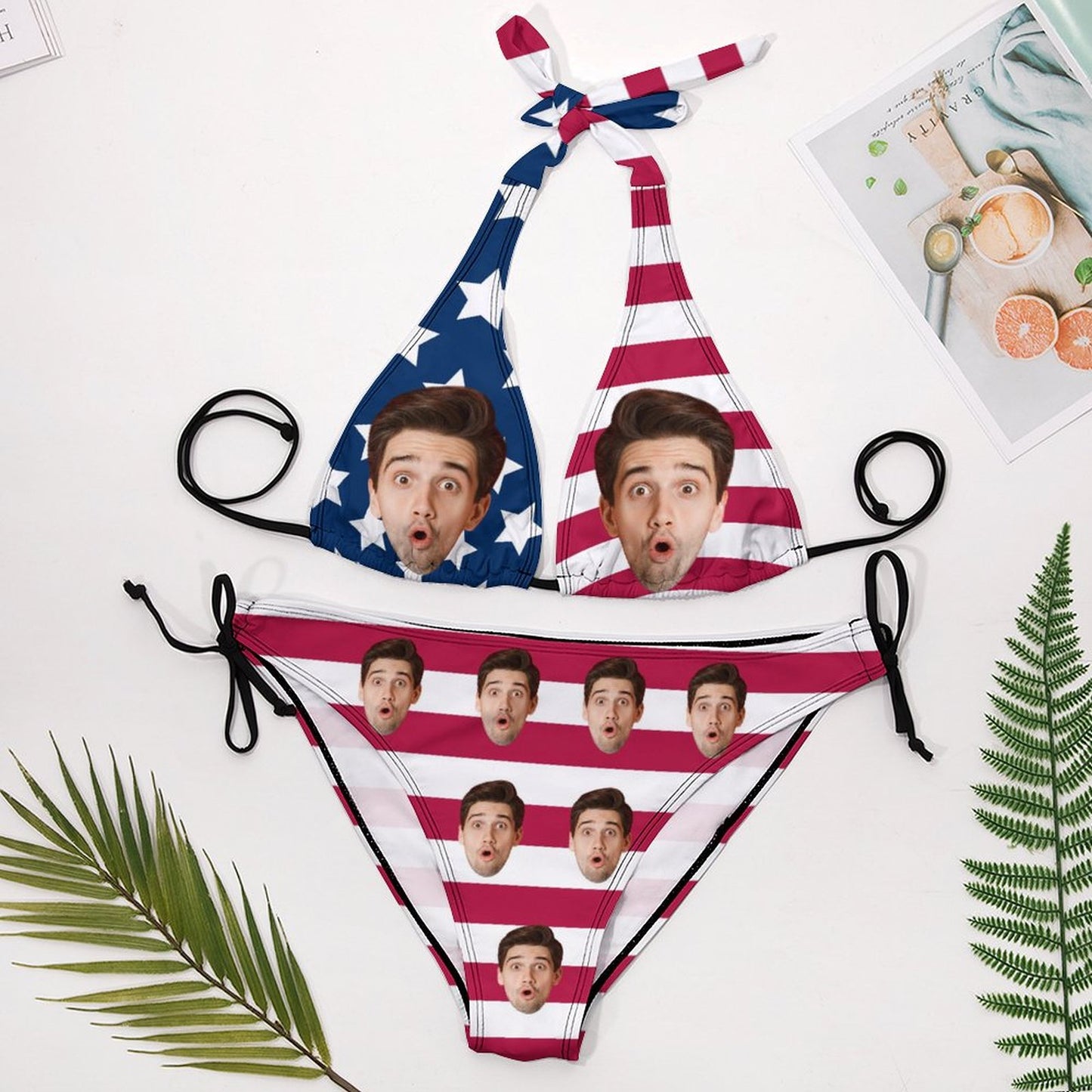 Custom Face Flag Plus Size Swimwear-WEPRINTME-8