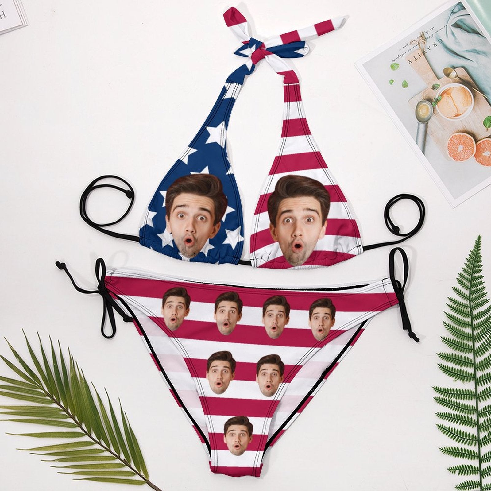 Custom Face Flag Plus Size Swimwear-WEPRINTME-8