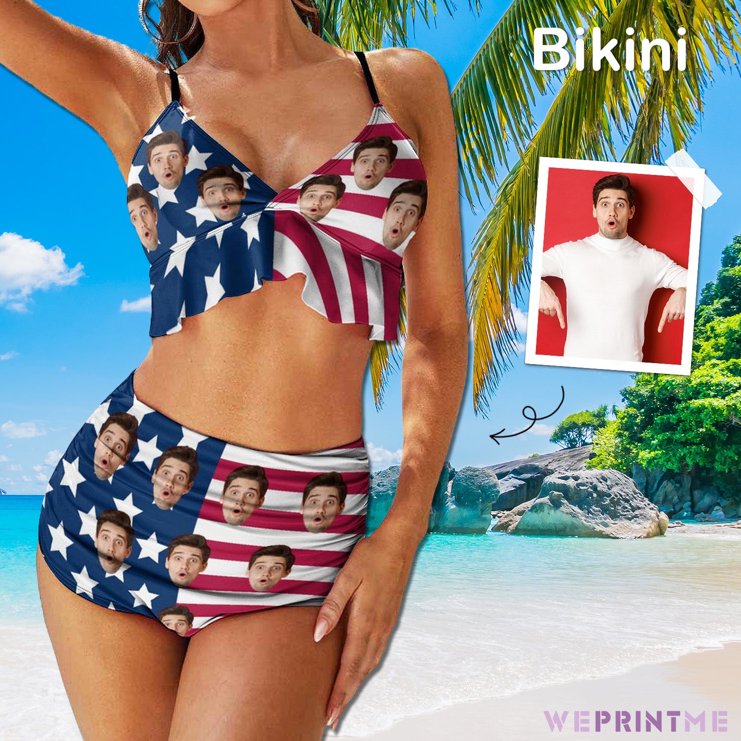 Custom Face Flag Ruffled Bikini-WEPRINTME-1